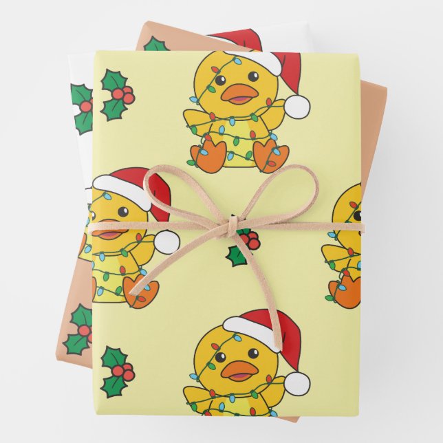 Duck Christmas Winter Animals Holiday Ducks Wrapping Paper Sheet (In situ)