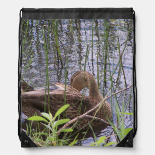 Duck closeup drawstring bag