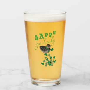 Duck Clover Happy Go Lucky St Patrick's Day Glass