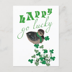 Duck Clover Happy Go Lucky St Patrick's Day Postcard