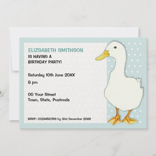 Duck Cool dots Birthday Party Invitation (Front)