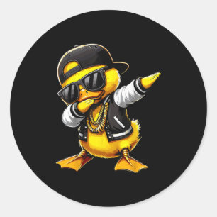 Duck Dabbing Funny Rubber Duck With Sungles Classic Round Sticker