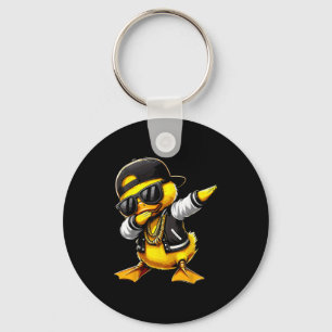 Duck Dabbing Funny Rubber Duck With Sungles Keychain