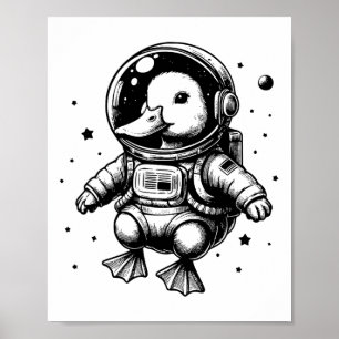 Duck Dad Mom Space - Astronaut Duck  Poster