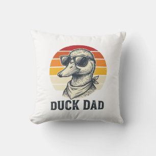 Duck Dad Vintage Duck Sunglasses Vector Shirt Desi Throw Pillow