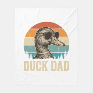 Duck Dad Vintage Engraving Retro Sunset Shirt Desi Fleece Blanket