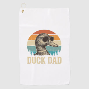 Duck Dad Vintage Engraving Retro Sunset Shirt Desi Golf Towel