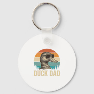 Duck Dad Vintage Engraving Retro Sunset Shirt Desi Keychain