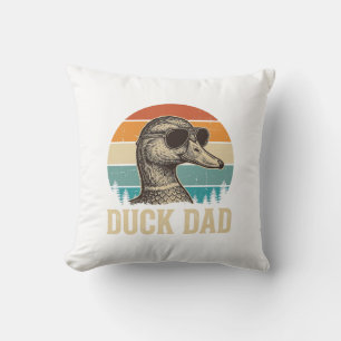 Duck Dad Vintage Engraving Retro Sunset Shirt Desi Throw Pillow
