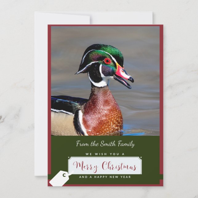 Duck de bois tiré sur une carte de Noël (Devant)