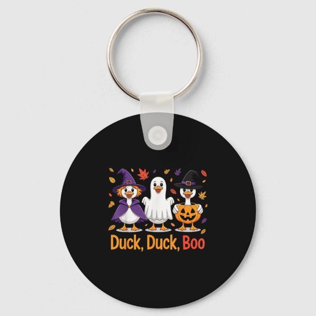 Duck Duck Boo Funny Halloween Costume Duck  Keychain (Front)