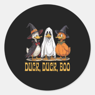 Duck Duck Boo Funny Halloween Costume Witch Ghost  Classic Round Sticker