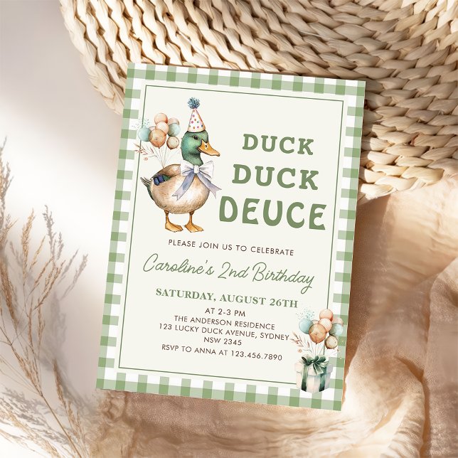 Duck Duck Deuce Balloon 2nd Birthday Invitation (Creator Uploaded)