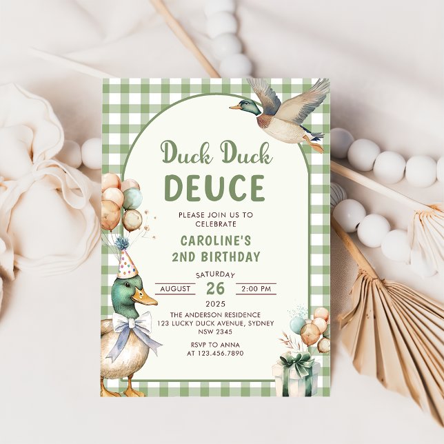 Duck Duck Deuce Balloon 2nd Birthday Invitation (Creator Uploaded)