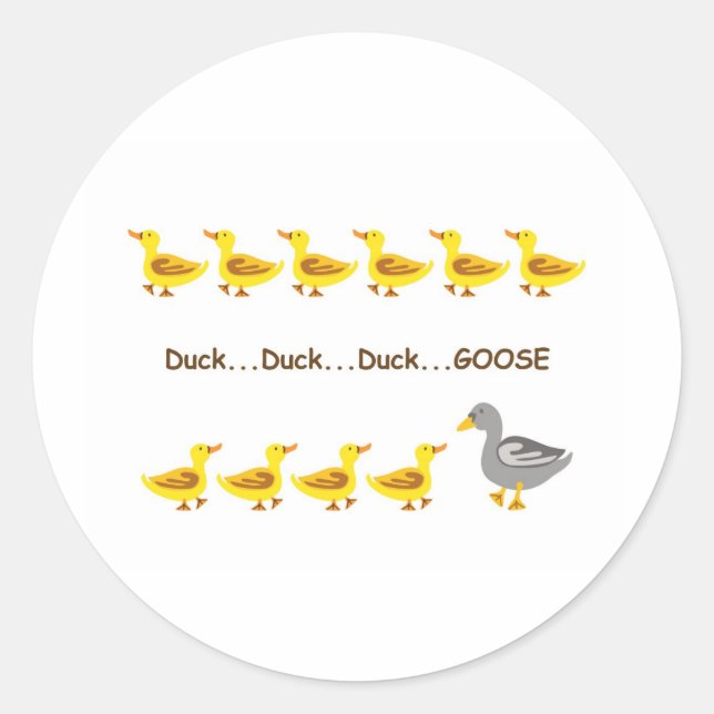 Duck Duck Goose Classic Round Sticker (Front)