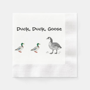 Duck Duck Goose Funny Kids Game Cartoon Pun Napkin