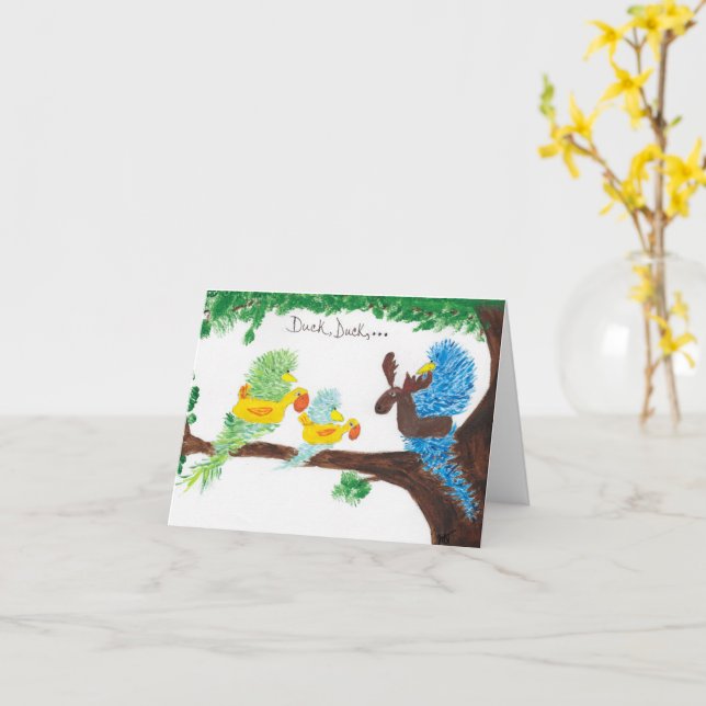Duck, Duck, Moose Card (Yellow Flower)