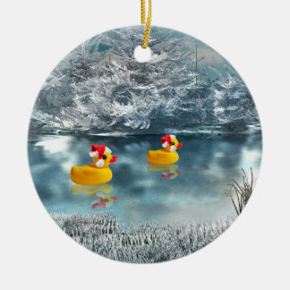 Duck Duo Ornement en céramique de Noël