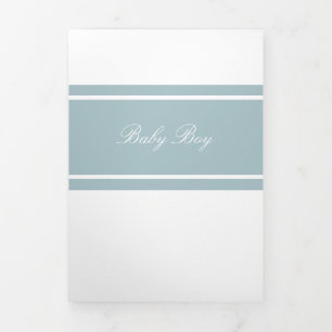 Duck Egg Blue, 3 Photo Collage Baby Birth Tri-Fold Announcement