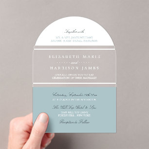 Duck Egg Blue Modern Wedding Acrylic Invitations