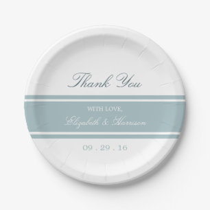 Duck Egg Blue Modern Wedding Paper Plate