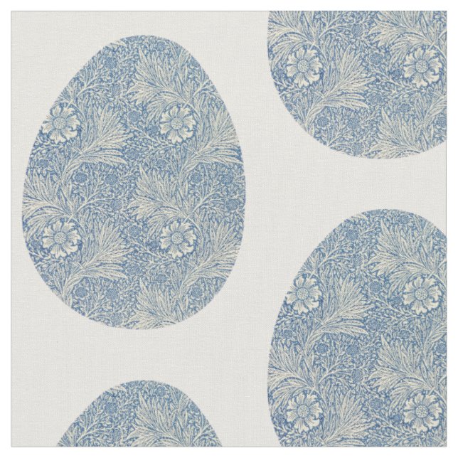 Duck Egg Blue Traditional Greenery Floral Pattern  Fabric (Close Up)