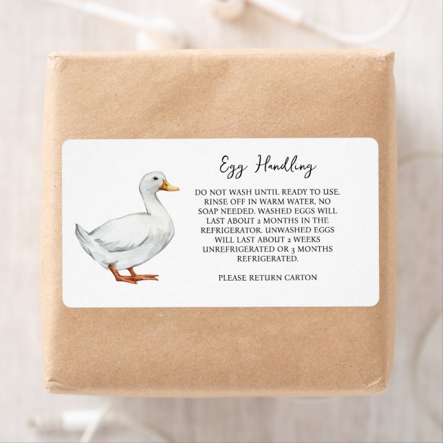 Duck Egg Handling Instruction Carton Care Label (Insitu)