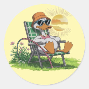 Duck enjoy summer  classic round sticker