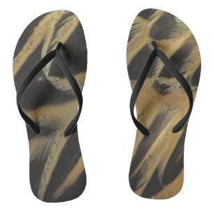 Duck Feather Pattern Rich Gold Brown Nature Photo Flip Flops