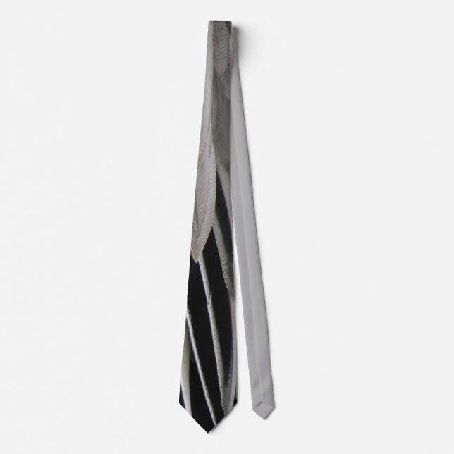 Duck Feather Photo Modern Black Grey Stripes Tie (Front)