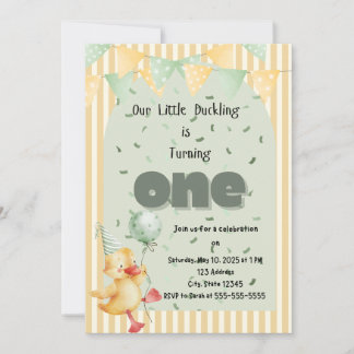 Duck First Birthday  Invitation