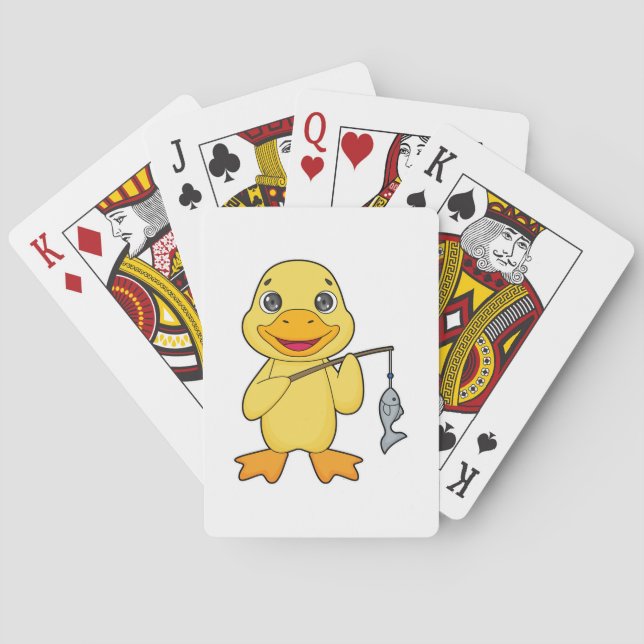Duck Fishing Fisher Finshing rod Playing Cards (Back)