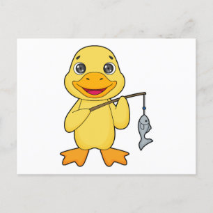 Duck Fishing Fisher Finshing rod Postcard