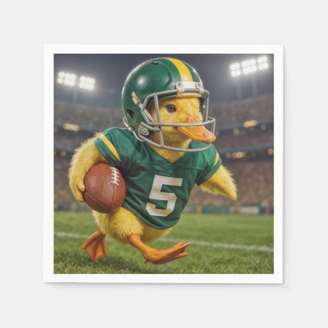 Duck Football Player In a Sports Stadium Napkin (Front)