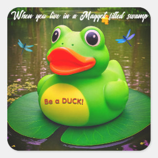 Duck Frog Swamp Square Sticker
