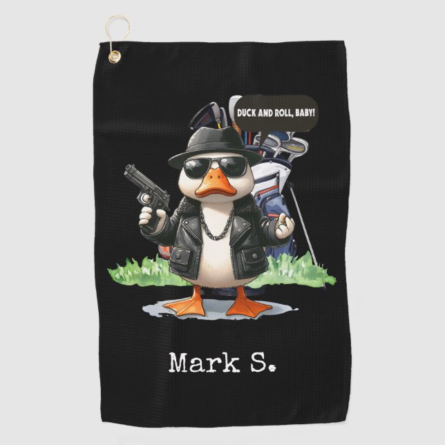 Duck Funny Face Golf Towel (Front)