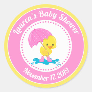 Duck Girl Baby Shower Party Favour Stickers