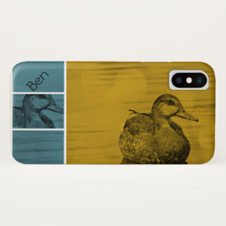 Duck-Gold and Blue *Personalize* iPhone X Case