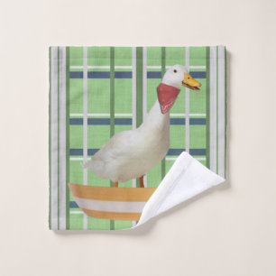 Duck Green Plaid Bathroom Towel Sets