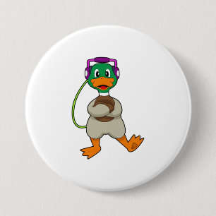 Duck Headphone Music 3 Inch Round Button