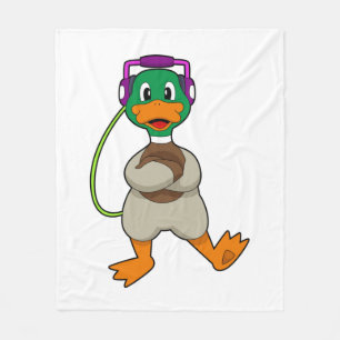 Duck Headphone Music Fleece Blanket