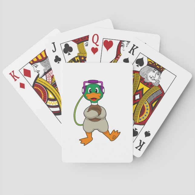 Duck Headphone Music Playing Cards (Back)