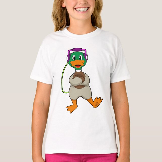 Duck Headphone Music T-Shirt (Front)