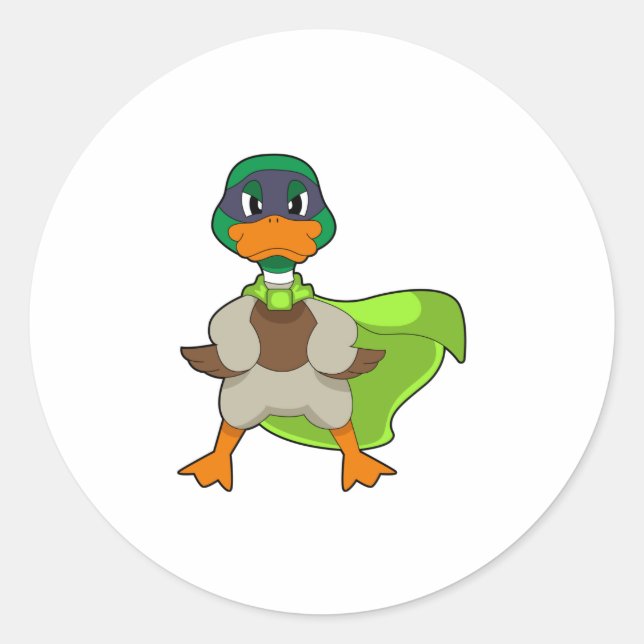 Duck Hero Cape Classic Round Sticker (Front)