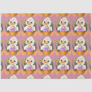 Duck holding Easter Eggs in basket Tissue Paper