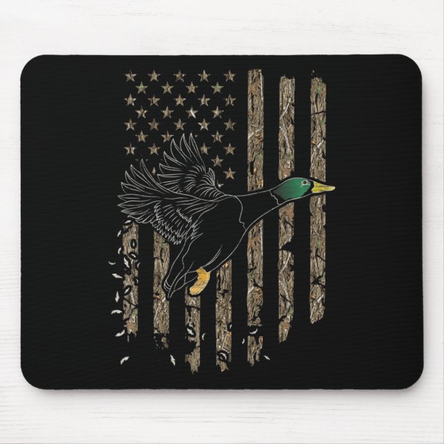 Duck Hunter American Flag Waterfowl Hunting Camouf Mouse Pad (Front)