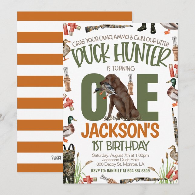 Duck Hunter First Birthday Invitation (Front/Back)