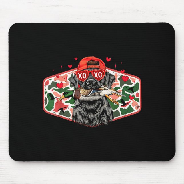 Duck Hunting Black Lab Camo Valentine's Day Xoxo H Mouse Pad (Front)