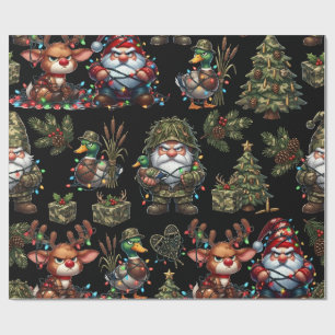 Duck Hunting Camo Gnomes Wrapping Paper