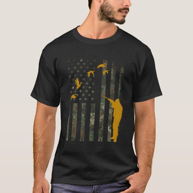 Duck Hunting Camo Men Camouflage Hunter Gift Ameri T-Shirt (Front)